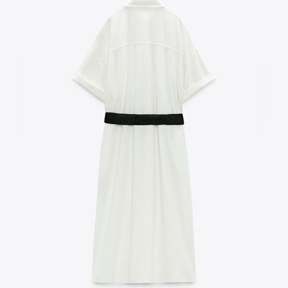 Zara Linen Blend Shirt Dress Belted New - Picture 7 of 10